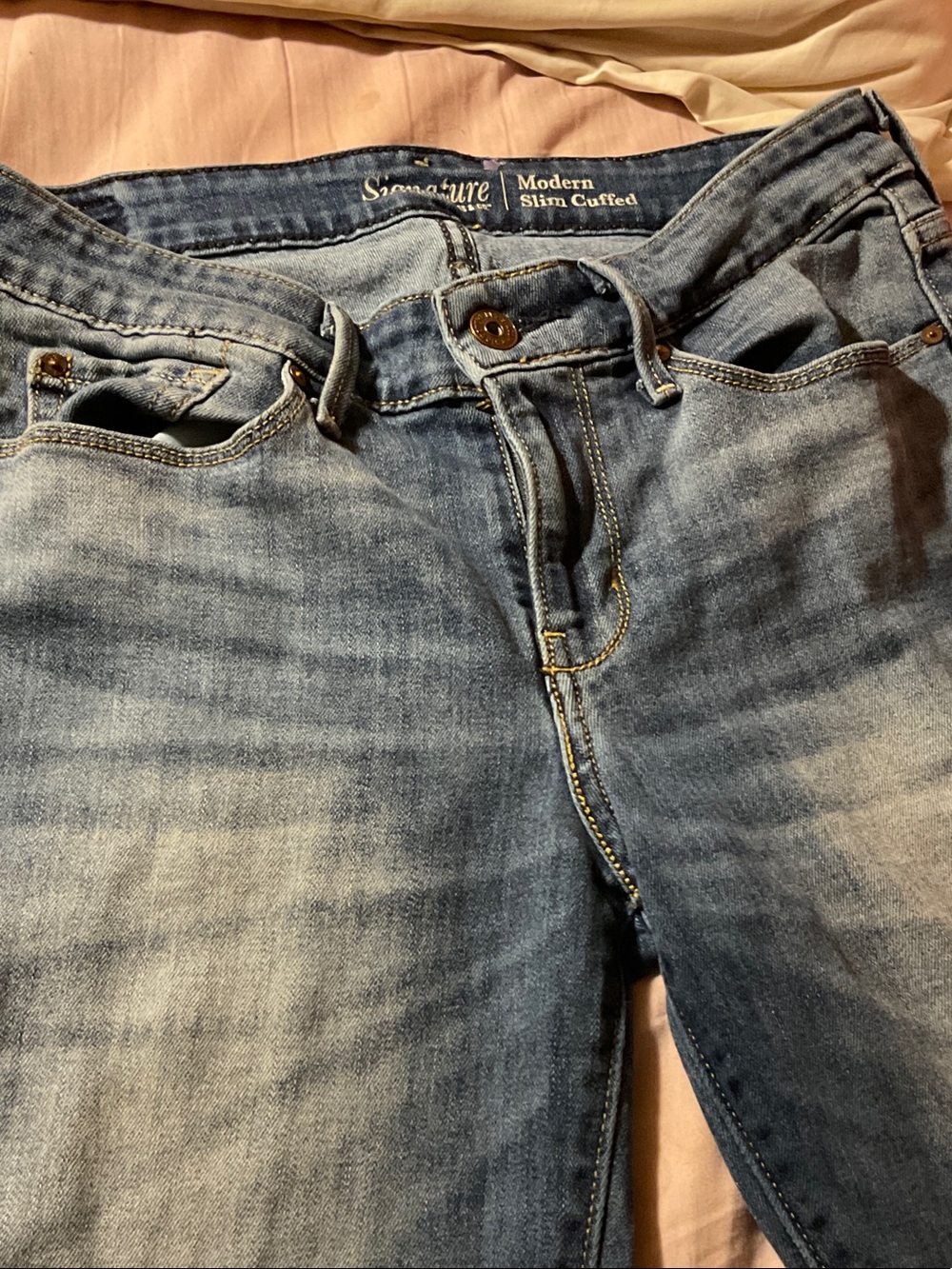 Signature Light Blue Modern Slim Cuffed Jeans
